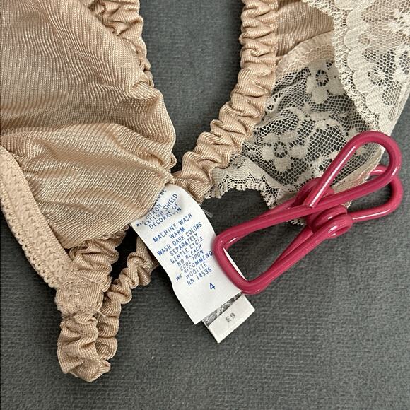 Vintage Saks Fifth Avenue Kayser String Bikini Panty Size 4 Beige Lace Nylon USA - Picture 13 of 13